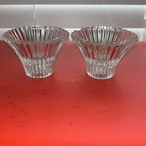 2 crystal tealight or taper candle holders‎